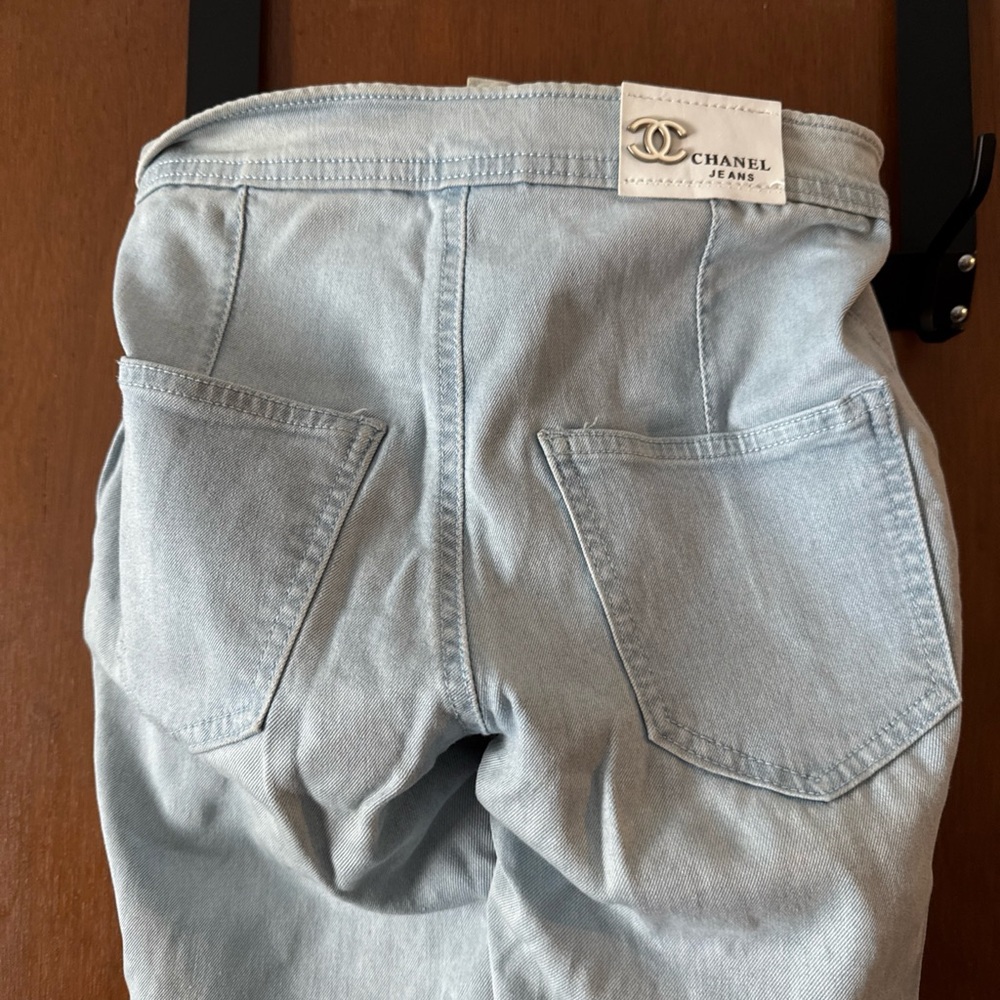 CHANEL Light Blue Denim Jeans stretch waist